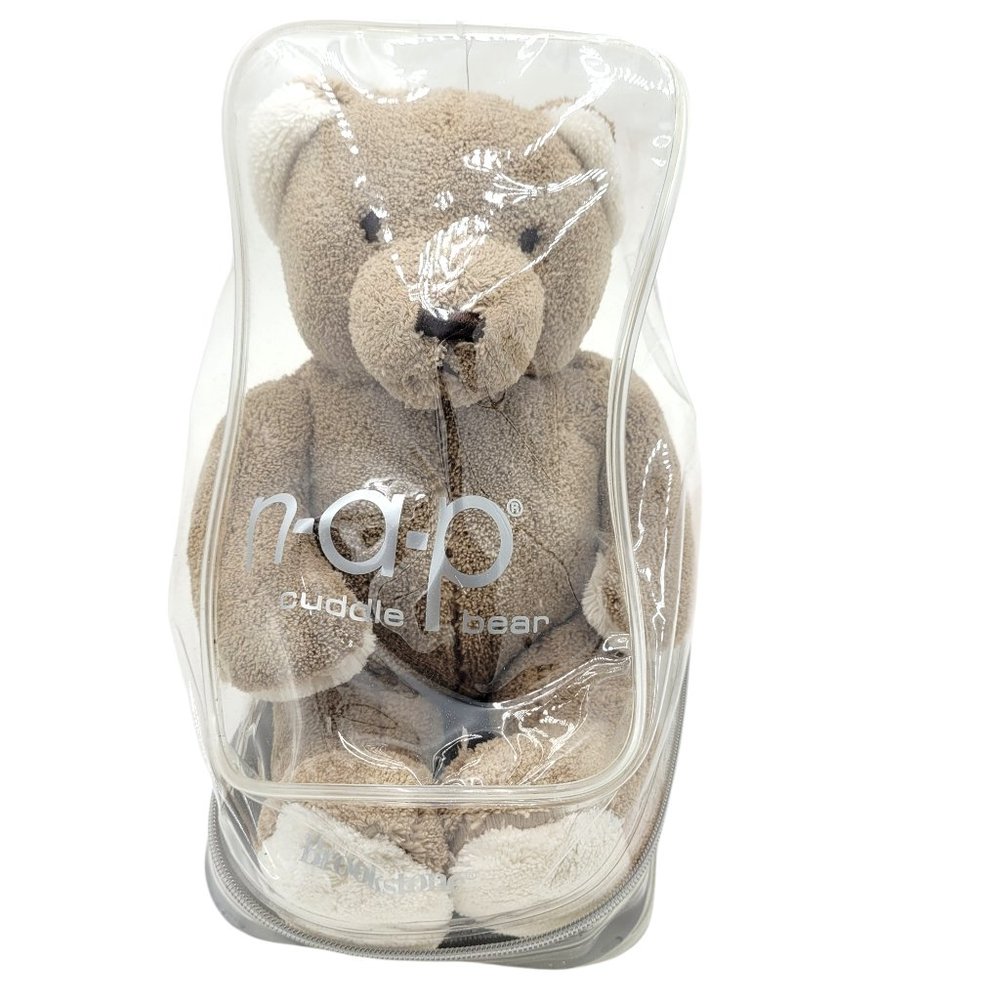 New in Bag Brookstone NAP Teddy Bear Tan Cuddle Plush Stuffed Animal Toy 11”